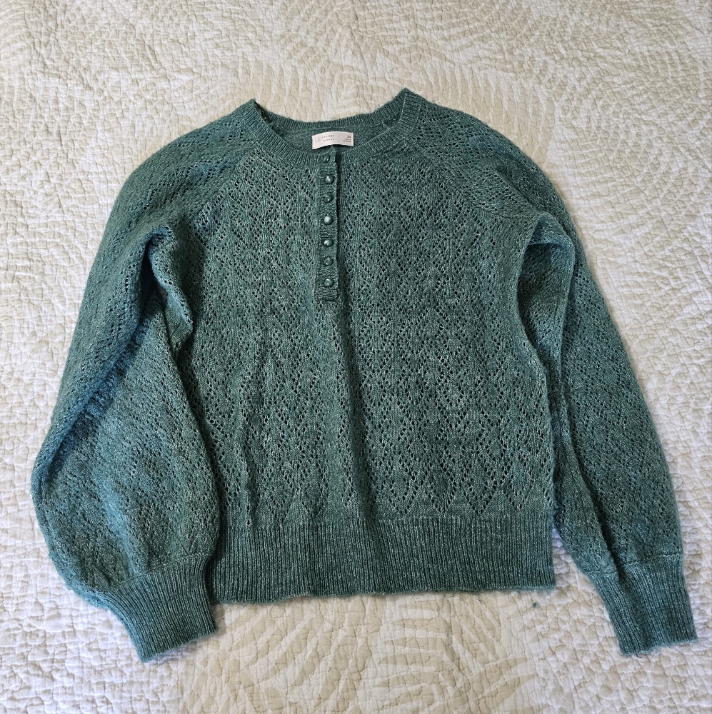 Green Knit Pullover Sweater Size XS